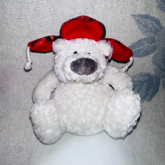 Gund Other - NOS Gund Yuri Teddy Bear Plush Red Plaid Earflap Cap 7 Inch